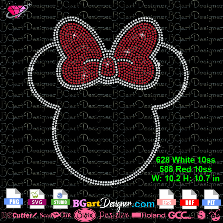 lllᐅ Minnie Face Outline Rhinestone SVG Digital bling template cricut