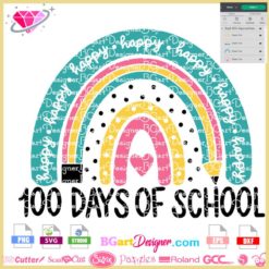 100 days school rainbow pencil svg