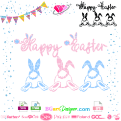 Happy easter 3 bunny set cricut files, silhouette cameo files, free svg files, peeps chillin