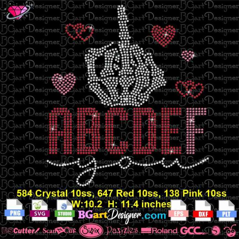 lllᐅ Skeleton Hand Heart Rhinestone SVG - Digital bling template stone