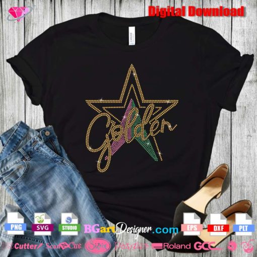 aka golden star digital bling rhinestone transfer