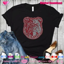 alabama a&m university new mascot rhinestone svg download, aamu bulldog bling rhinestone transfer shirt