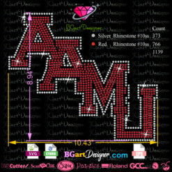Alabama A&M Bulldogs logo Rhinestone template svg cricut cameo