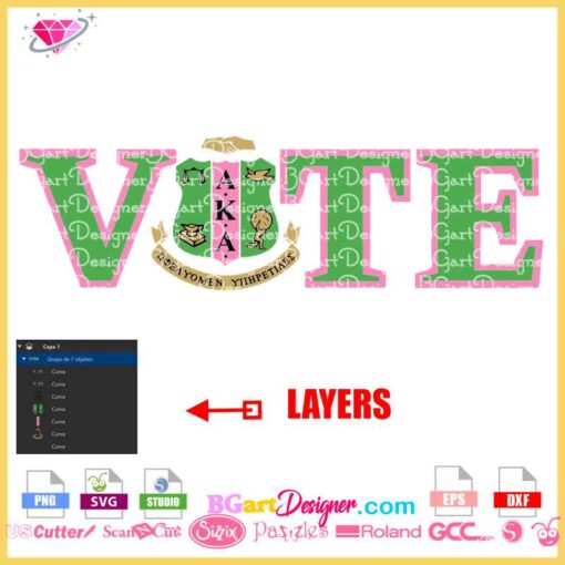 Alpha Kappa Alpha AKA VOTE svg design layered vector