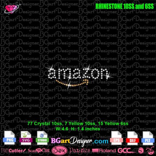 amazon small logo rhinestone cap svg, amazon rhinestone template svg