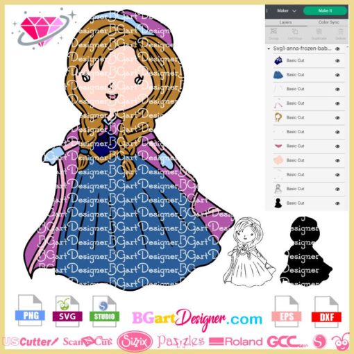 Anna Frozen baby princess svg, anna frozen clipart, anna disney svg cricut silhouette