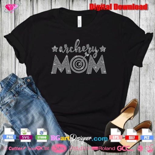 archery mom bling digital rhinestone transfer svg