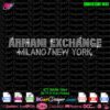 Armani Exchange rhinestone design template with Milano/New York text for cutting machines, digital file format