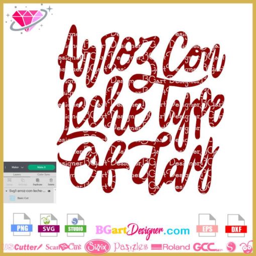 arroz con leche type of day svg cricut silhouette