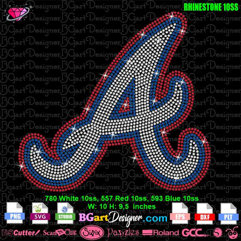 lllᐅ Atlanta Braves A Logo Rhinestone SVG - digital template cricut