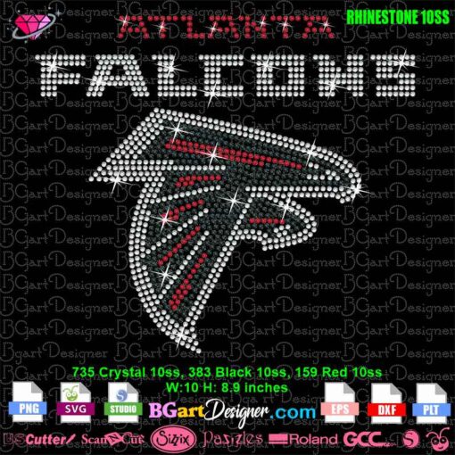 Atlanta Falcons rhinestone template 10ss SVG design for cutting machines, digital download