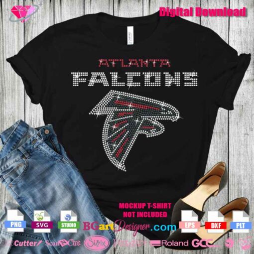 Atlanta Falcons NFL rhinestone design for T-shirts, 10ss rhinestone template, instant download for Cricut or Silhouette users