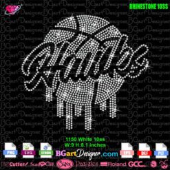 Atlanta Hawks Dripping Basketball Rhinestone Template | Digital Download for Cricut, Silhouette & Cutting Machines