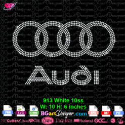 Audi rhinestone template svg cricut silhouette, Audi logo digital rhinestone file, Audi iron on transfer