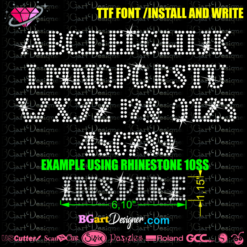 BGART1 Rhinestone ttf font double line small, cricut rhinestone font, bling letter, dot line letters svg