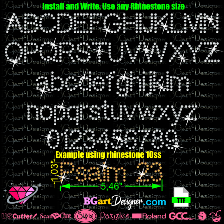 → Rhinestone font template bgartbasic2 - Best rhinestone fonts