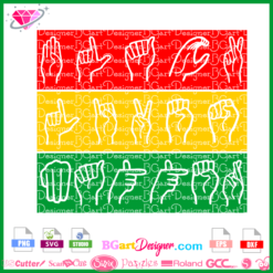 Black lives matter sign language three color flag svg, blm sign language african flag svg cricut silhouette, cuttable instant download vector cut file, black lives matter sublimation sign language