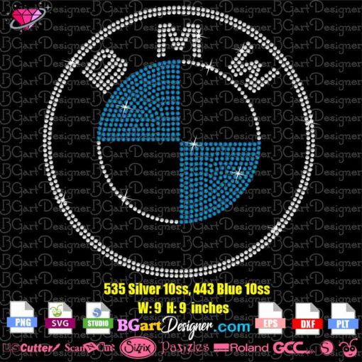 bmw new logo rhinestone svg, bmw bling rhinestone template svg, bmw logo cricut silhouette cuttable