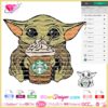 baby yoda with starbucks coffee svg cricut silhouette, baby yoda coffee sublimation svg download