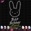 bad bunny logo rhinestone svg cricut silhouette, bad bunny digital rhinestone template download