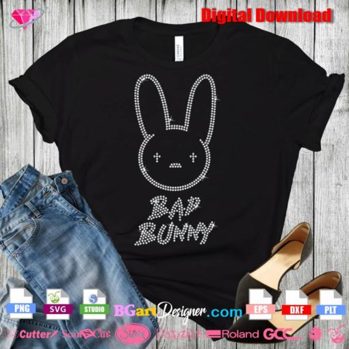 bad bunny digital rhinestone transfer svg