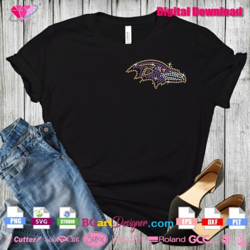 fueled by haters Baltimore Ravens bling rhinestone template svg, Baltimore Ravens small rhinestone svg cricut