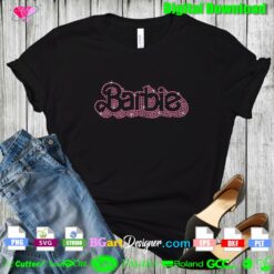 barbie logo bling rhinestone transfer svg cricut download