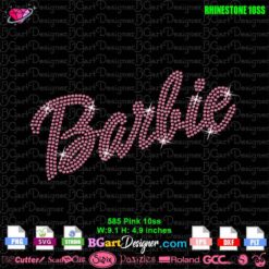 barbie script logo rhinestone svg