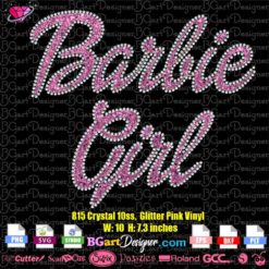 Barbie Girl bling rhinestone svg cricut silhouette, barbie girl bling transfer vinyl