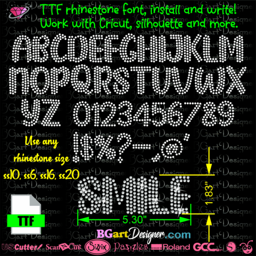 ttf bgart4 rhinestone alphabet letter, diamond bling letters, rhinestone font cricut, silhouette rhinestone alphabet
