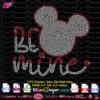 Be Mine mickey rhinestone svg, valentine mickey bling digital rhinestone template download