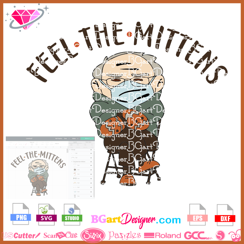 Download Lllá…bernie Mittens Mood Svg Cricut Cameo Layered Htv Vinyl