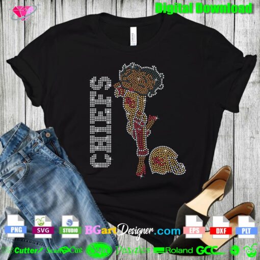 betty boop Kansas Chiefs nfl rhinestone template svg transfer