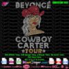 Digital Beyoncé Cowboy Carter rhinestone SVG template preview with rhinestone color count and dimensions. PLT and Studio3 file compatible.