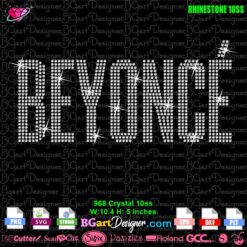 beyonce name rhinestone svg, Beyoncé bling rhinestone transfer iron on download