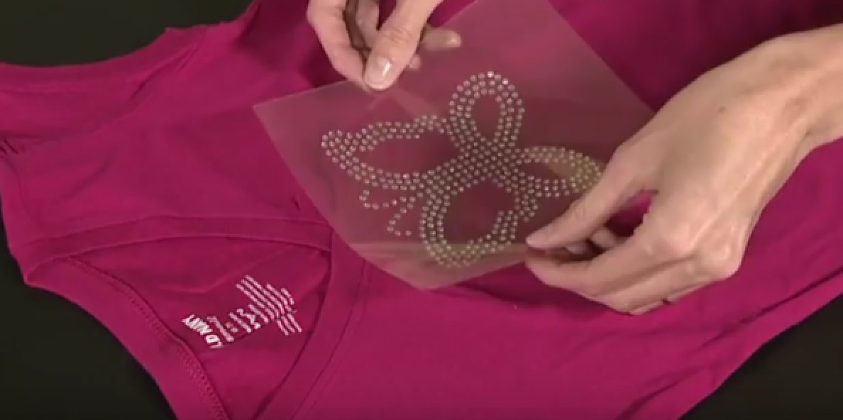 how to place rhinestone transfer on garment