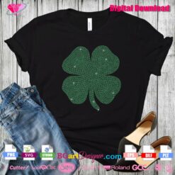 lucky four leaf rhinestone svg template download