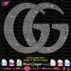 Gucci GG Big logo rhinestone svg, gucci logo digital bling rhinestone template