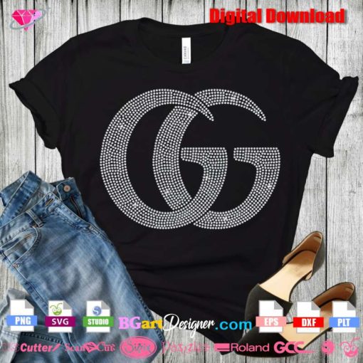 gucci GG new Big logo digital rhinestone bling transfer
