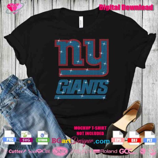 New York Giants rhinestone SVG template for custom t-shirt designs.