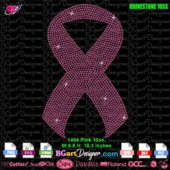 big pink ribbon cancer awareness rhinestone svg