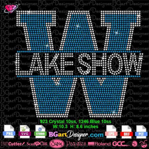 Big W split rhinestone svg, lake show bling rhinestone template