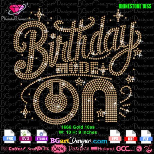 Birthday Mode ON rhinestone SVG design for cutting machines like Cricut and Silhouette. Download this DIY rhinestone template to make stunning birthday apparel. Ideal for custom t-shirts, featuring rhinestone 10ss for a sparkling finish.