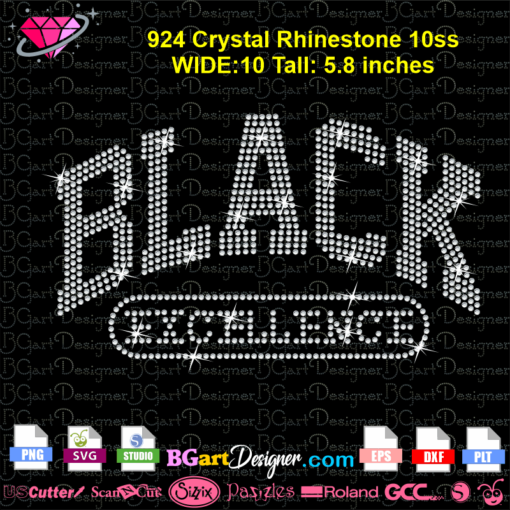 Black Excellence rhinestone bling template svg digital download cricut silhouette, afro woman lives matter rhinestone svg plt eps, black proud svg bling