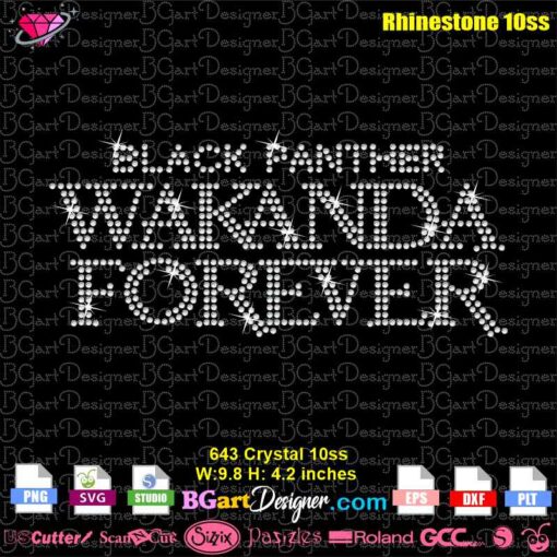 black panther wakanda forever rhinestone svg