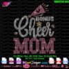 'Bonus Cheer Mom' rhinestone template available as an instant digital download. This sparkling design uses rhinestone 10ss and is compatible with Cricut, Silhouette, and other cutting machines. Perfect for creating custom t-shirts and cheer mom apparel.