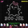 Boo-Jee ghost rhinestone template SVG PLT with 539 white and 79 pink SS10 stones
