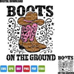 Boots on the Ground western SVG design on white t-shirt for Cricut and Silhouette cutting machines