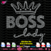 Boss Lady Crown rhinestone template svg cricut silhouette, boss lady bling digital rhinestone transfer, download boss lady bling file