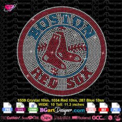 Boston red sox rhinestone template svg, boston red sox bling digital template cricut silhouette download